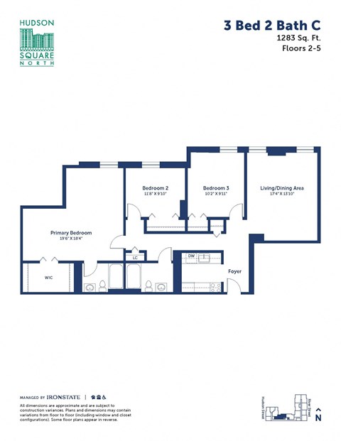 the typical floor plan of the 3 bed 2 bath c floor plan